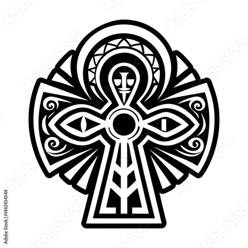 A glyph style icon of ankh symbol