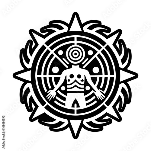 A filled style icon of astral protection tattoo