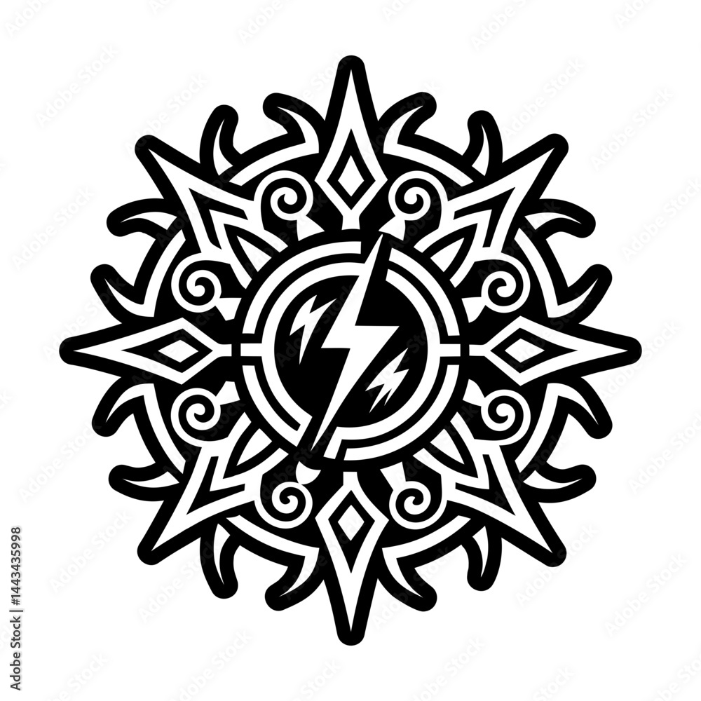 A solid style icon of lightning symbol