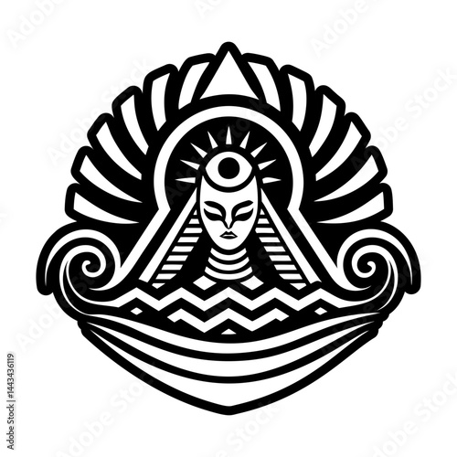A glyph style icon of nile wave tattoo