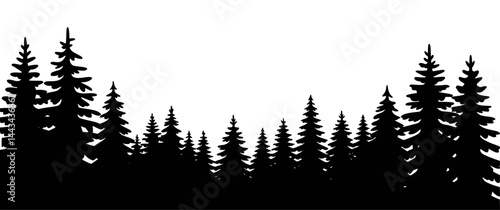 Silhouette evergreen forest trees illustration
