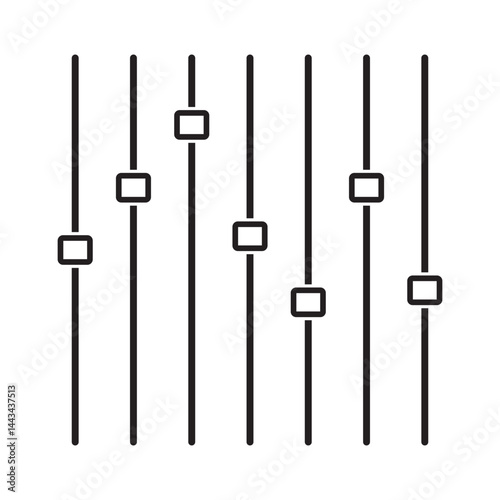 Equalizer control icon Vector logo outline. sound volume level icon, control panel slide icon, sound controller icon, Adjustment settings slider icon. Settings sliders line icon vector illustration .