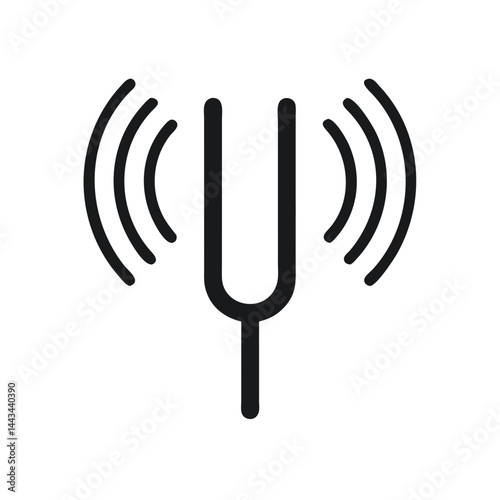 Tuning Fork Sound Frequency Icon – Musical Instrument Audio Line Symbol