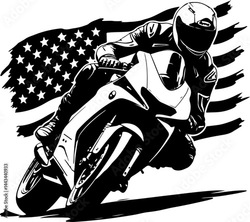 Skeleton Biker on Vintage Motorcycle Vector Design