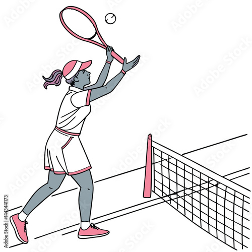 female-tennis-player-holding-racket-with-pink-grip vector image on white background