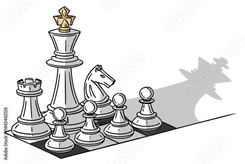103 Chess pieces, king on top, pyramid formation, gold and silver, black and white, metallic sheen, symbolic hierarchy, strategic arrangement, contrast, power dynamic, game strategy, leadership concep