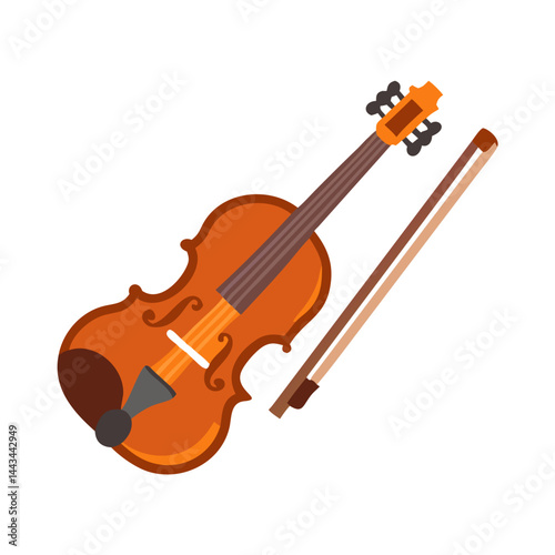 Violin with Bow Musical Instrument Icon – Classical String Music Line Symbol