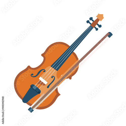 Violin with Bow Musical Instrument Icon – Classical String Music Line Symbol
