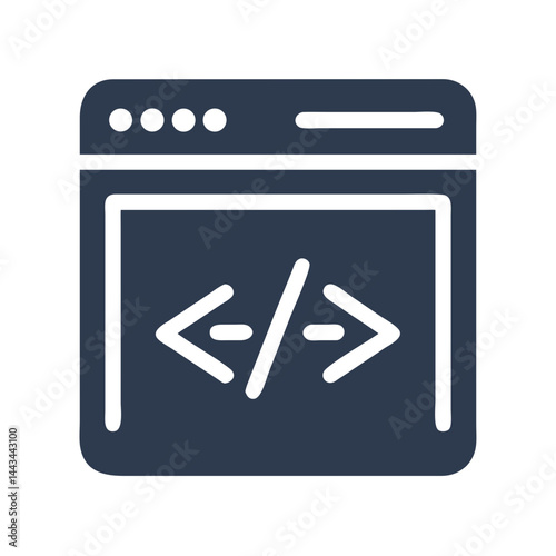 Web Coding Browser Window Icon – Programming Development Technology Line Symbol