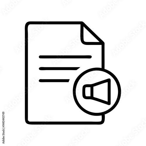 Document icon with sound notification illustration  