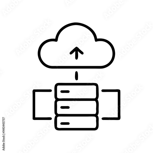 Cloud server data upload icon in minimalistic style  