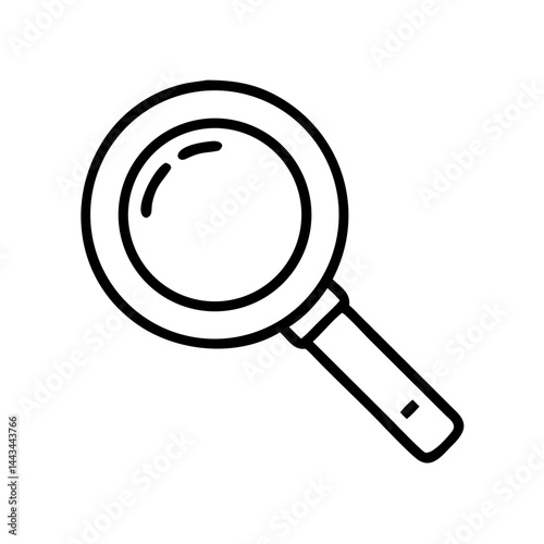 Magnifying glass icon in minimalist style against a white background  