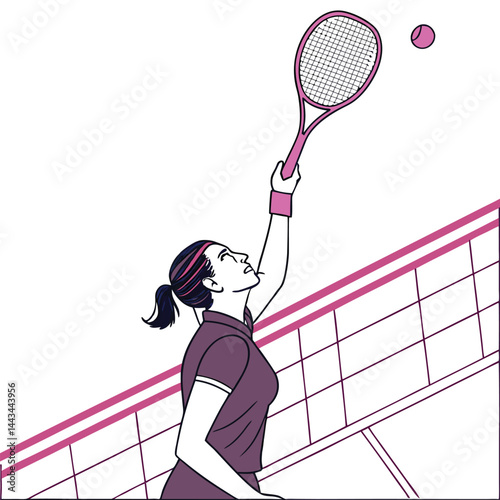 female-tennis-player-holding-racket-with-pink-grip vector image on white background