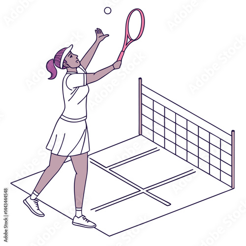 female-tennis-player-holding-racket-with-pink-grip vector image on white background