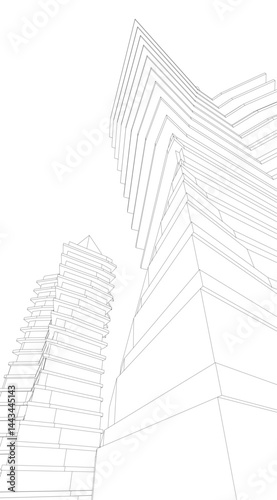 Architectural building 3d rendering