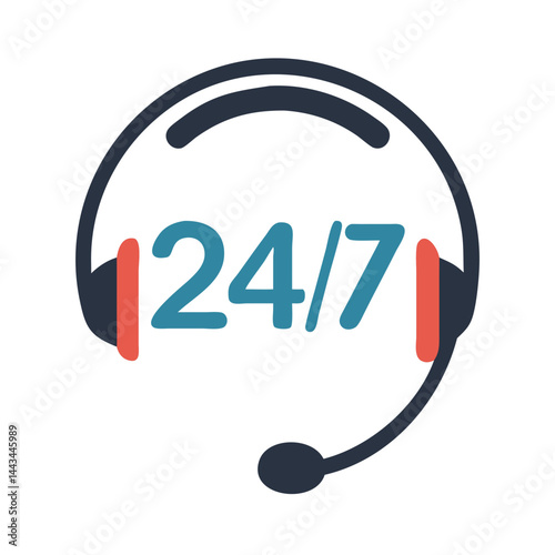 24/7 Customer Support Representative Icon – Help Service Call Center Line Symbol