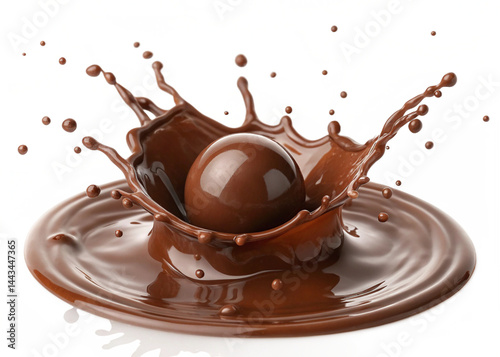 chocolate splash in milk isolated on white background.