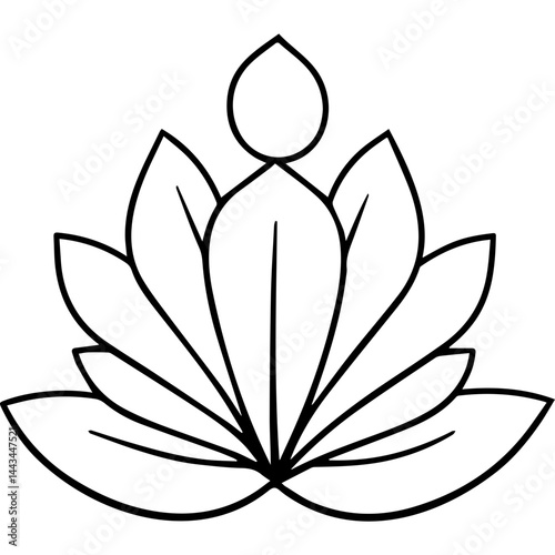 Meditating figure in lotus flower outline in minimal style
