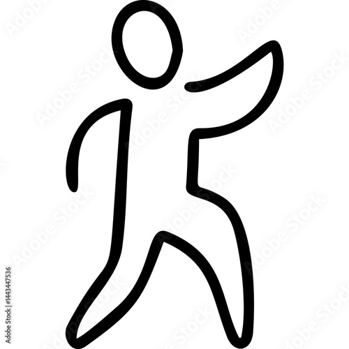 Stick figure person in martial arts pose on white background

