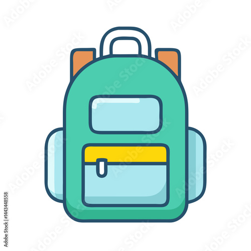 Backpack with Smiling Face Icon – School Travel Fun Kids Accessory Line Symbol