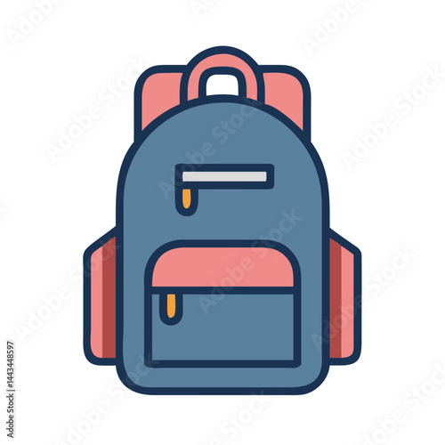 Backpack with Smiling Face Icon – School Travel Fun Kids Accessory Line Symbol