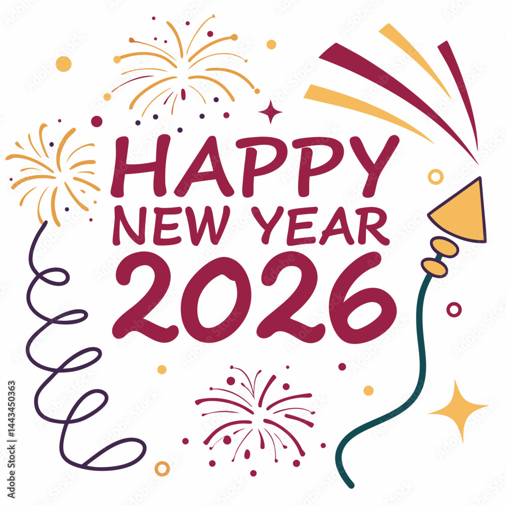 Fototapeta premium Happy New Year Card 2026