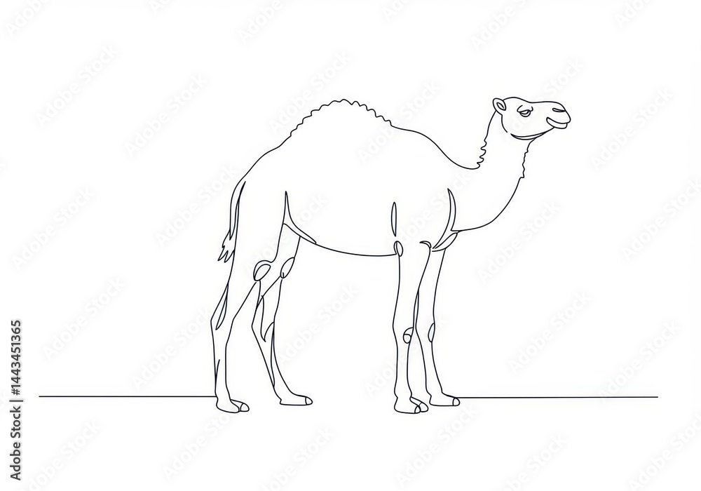 Fototapeta premium Camel outline drawing isolated on white background
