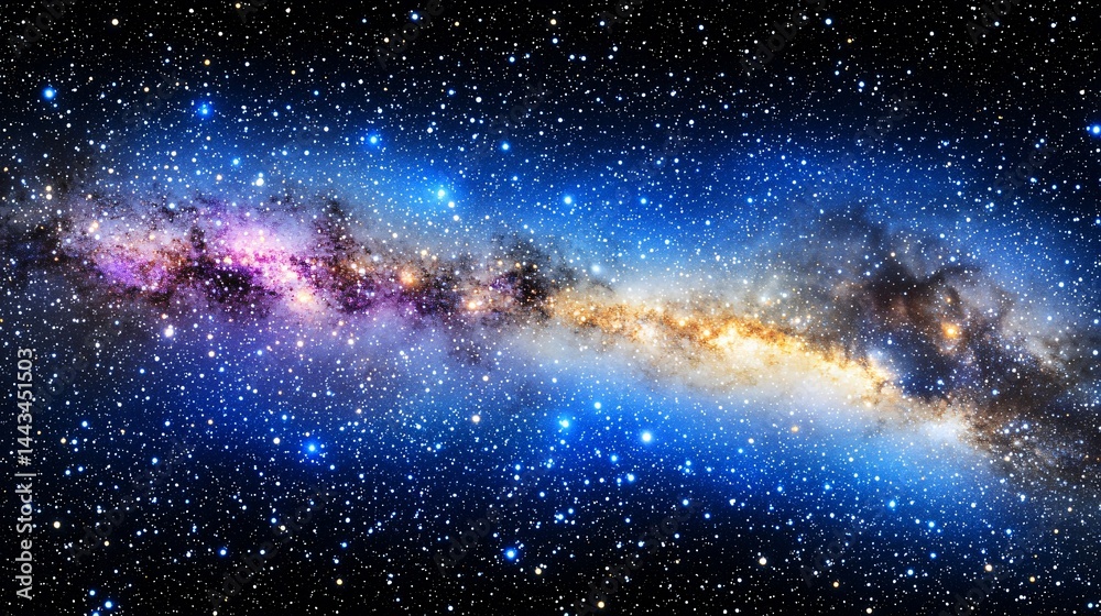Fototapeta premium Enigmatic galaxy showcasing a sea of stars and colorful nebulas in a captivating deep-space scene evoking wonder and cosmic mystery