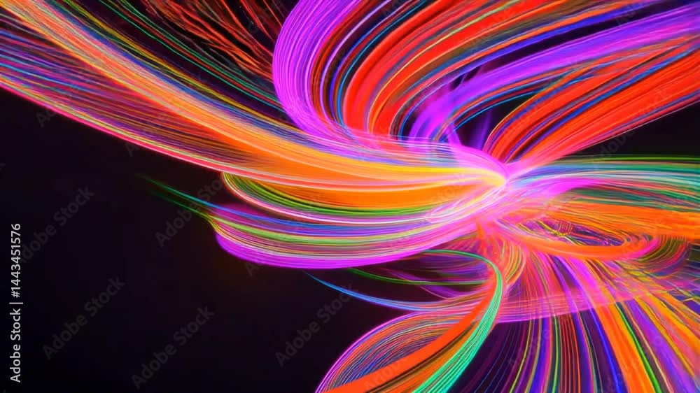 Hypnotic Neon Abstract Loop with Vibrant Swirls and Futuristic Glow Hypnotic Neon Abstract Loop with Vibrant Swirls and Futuristic Glow