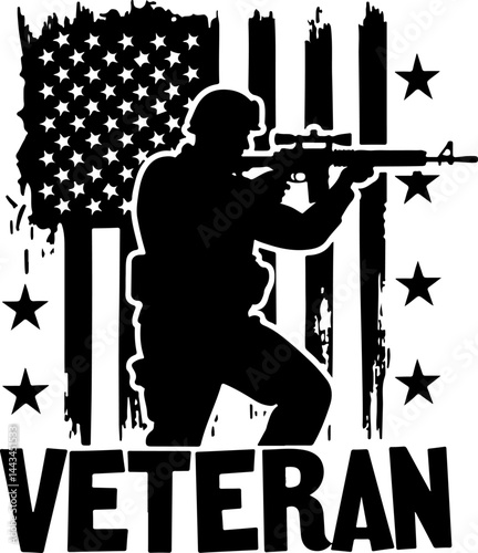 American Military Veteran Tribute Silhouette" vector bundle