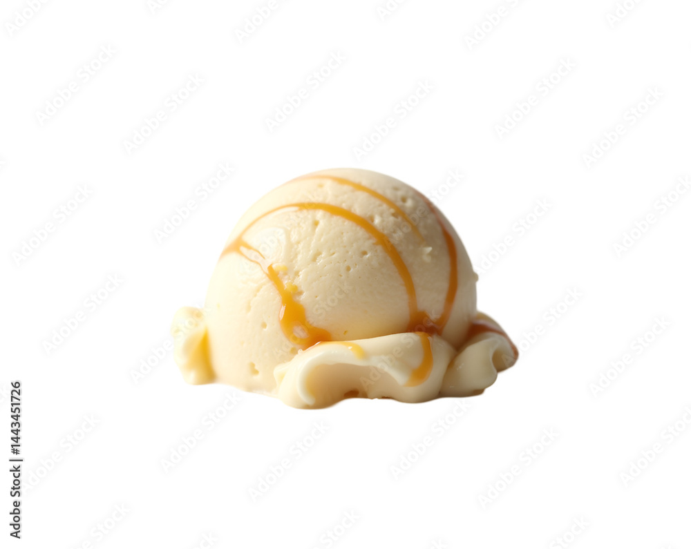 Indulge in Sweetness, A Decadent Scoop of Creamy Ice Cream with Caramel Drizzle Isolated, Offering a Delightful Dessert Treat for a Moment of Pure Enjoyment Indulge in Sweetness, A Decadent Scoop of Creamy Ice Cream with Caramel Drizzle Isolated, Offering a Delightful Dessert Treat for a Moment of Pure Enjoyment
