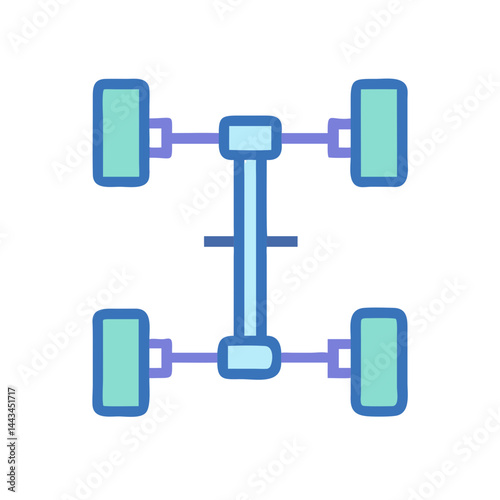 Car Chassis Axle Layout Icon – Vehicle Frame Suspension Automotive Line Symbol