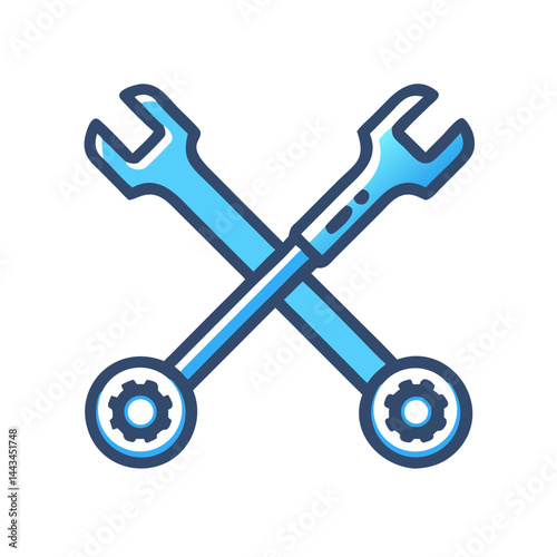 Car Cross Wrench Tool Icon – Automotive Tire Repair Mechanic Equipment Line Symbol