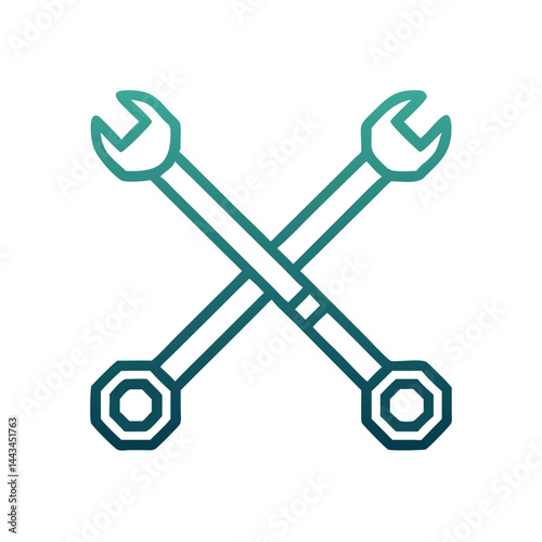 Car Cross Wrench Tool Icon – Automotive Tire Repair Mechanic Equipment Line Symbol