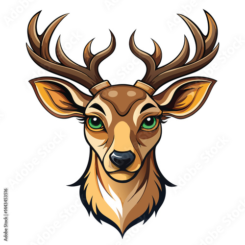 Cartoon deer head with large antlers