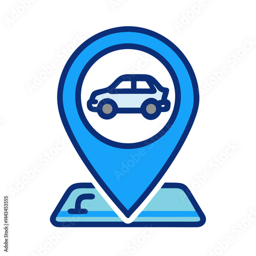Car Repair Location Pin Icon – Vehicle Service Map Navigation Line Symbol