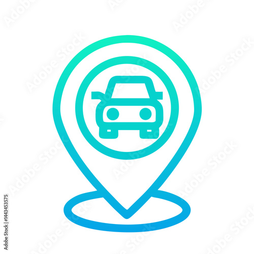 Car Repair Location Pin Icon – Vehicle Service Map Navigation Line Symbol