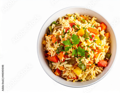 Aromatic and Vibrant Vegetable Pilaf Pulao Served in a Beautiful Bowl photo