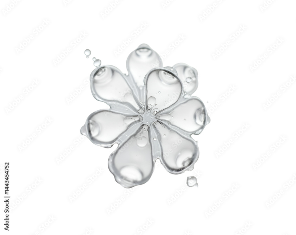 Fototapeta premium Intricate water droplet flower creation exhibiting fluidity and pureness, achieved with impressive high resolution macro photography techniques and unique liquid art design