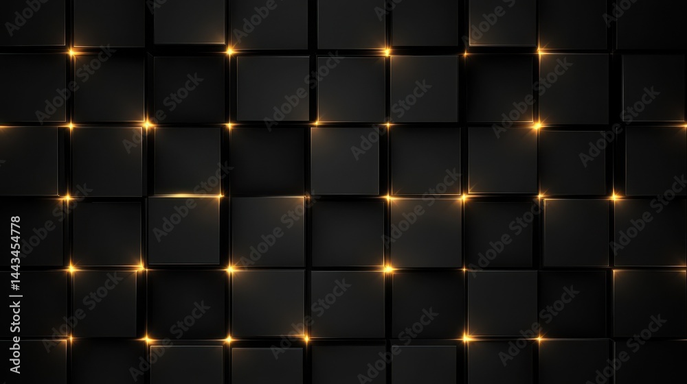 Naklejka premium Abstract square pattern background in dark colors with glowing edges