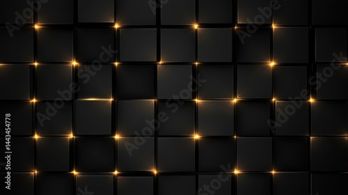 Abstract square pattern background in dark colors with glowing edges