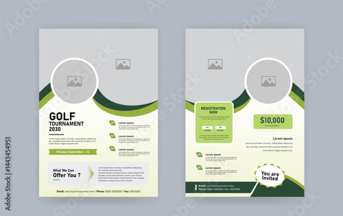 Golf Tournament Flyer Template – Modern Sports Event Poster Layout for Championship, Club Invitation, and Golf Competition Promotion