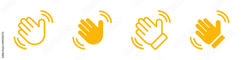Fototapeta premium Waving hand icons set. Hello symbol collection. Vector illustration.