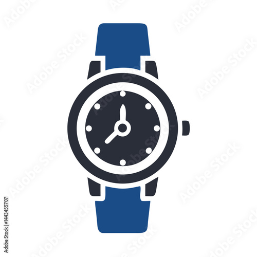 Classic Wristwatch Timepiece Icon – Analog Clock Luxury Watch Line Symbol
