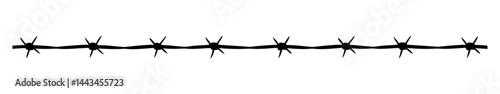 Barbed wire background. Black silhouette of fence. Vector illustration.