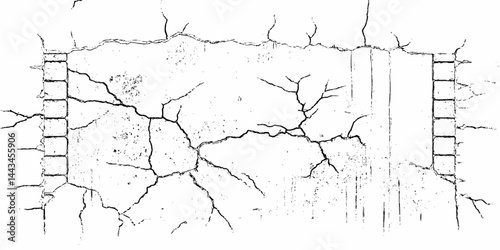 modern Texture grunge black or white of grunge cracks dust and scratches concrete distress old wall texture vector background.	