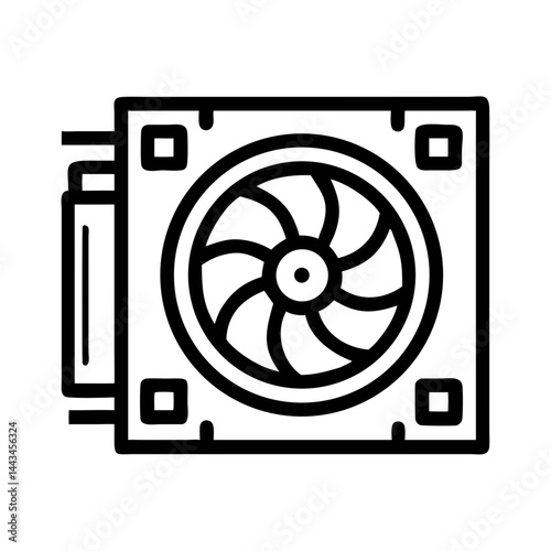 black and white computer fan icon clip art preview