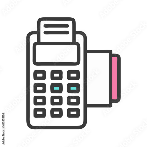 Credit Card Reader Device Icon: Point of Sale (POS) Terminal & Secure Payment Processing Design