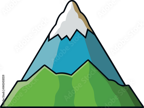 High-Quality Vector Illustration of a Majestic Snow-Capped Mountain Summit – Perfect for Creative Logos, Digital Designs, and Modern Branding Projects