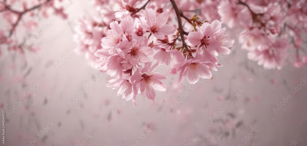 Delicate pink sakura petals gently falling against a soft, blurred background , japan, bokeh, close-up Delicate pink sakura petals gently falling against a soft, blurred background , japan, bokeh, close-up